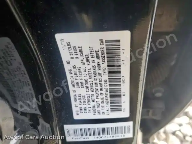 2016 Honda Accord 1HGCR3F91GA012285 — Copart auction photo 12