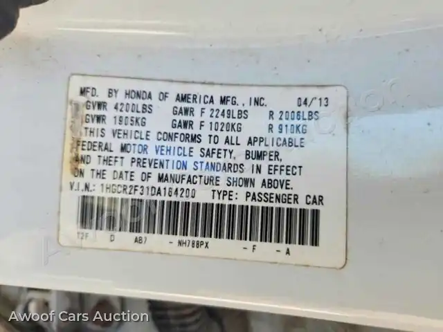 2013 Honda Accord 1HGCR2F31DA164200 — Copart auction photo 12