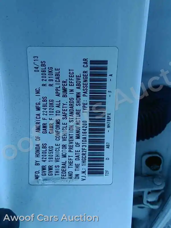 2013 Honda Accord 1HGCR2F31DA164200 — Manheim auction photo 6