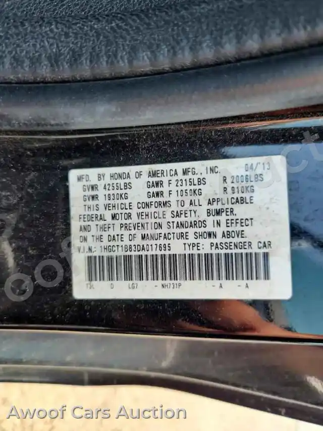 2013 Honda Accord 1HGCT1B83DA017695 — Copart auction photo 12