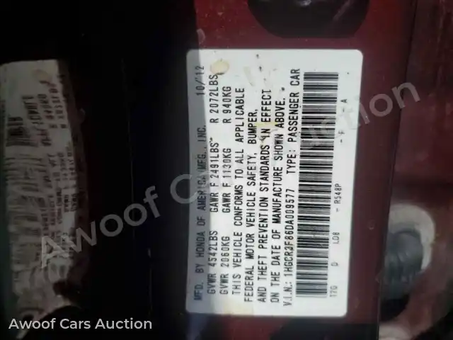 2013 Honda Accord 1HGCR3F86DA009577 — photo 12 de la vente Copart