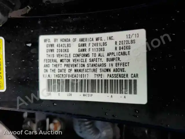 2014 Honda Accord 1HGCR3F84EA016917 — photo 29 de la vente Manheim