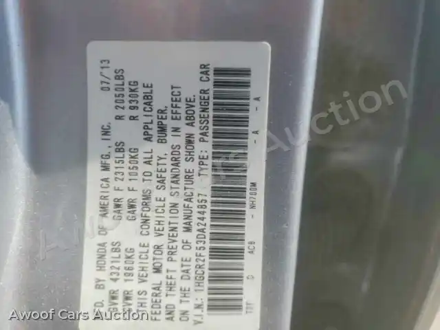 2013 Honda Accord 1HGCR2F53DA244857 — Copart auction photo 12