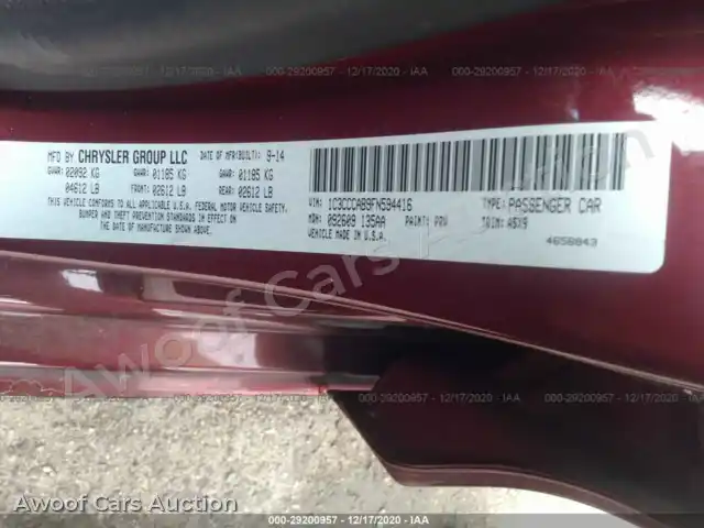 2015 Chrysler 200 1C3CCCAB9FN594416 — photo 9 de la vente Iaai
