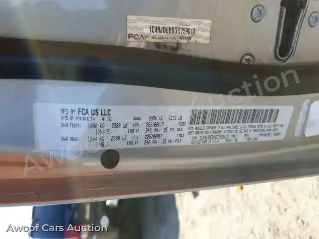 2016 Jeep Compass 1C4NJDEB0GD759013 — Copart auction photo 10