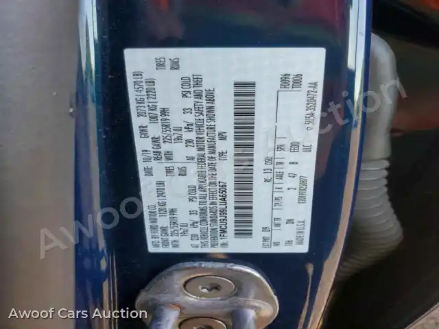 2020 Ford Escape 1FMCU9J99LUA65067 — Copart auction photo 13