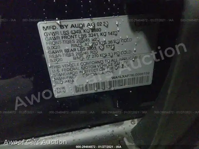 2020 Audi Q7 WA1LXAF78LD005103 — Iaai auction photo 9