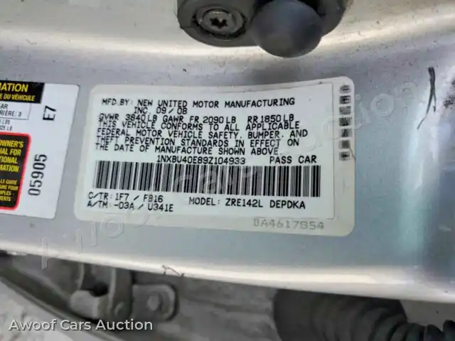 2009 Toyota Corolla 1NXBU40E89Z104933 — hoton gwanjo Copart na 12
