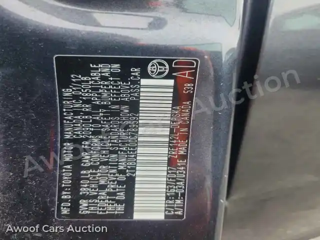 2012 Toyota Corolla 2T1BU4EE0CC789592 — Copart auction photo 12