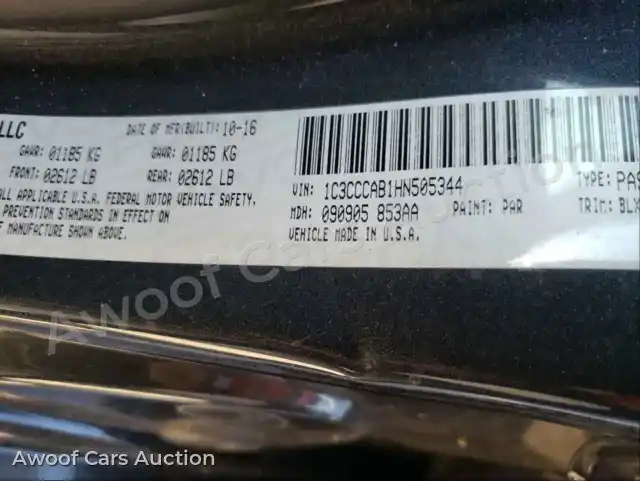2017 Chrysler 200 1C3CCCAB1HN505344 — Copart auction photo 10