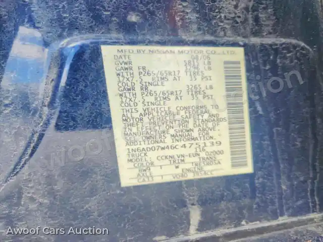 2006 Nissan Frontier 1N6AD07W46C475139 — Copart auction photo 12