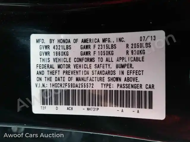 2013 Honda Accord 1HGCR2F59DA255572 — Manheim auction photo 6