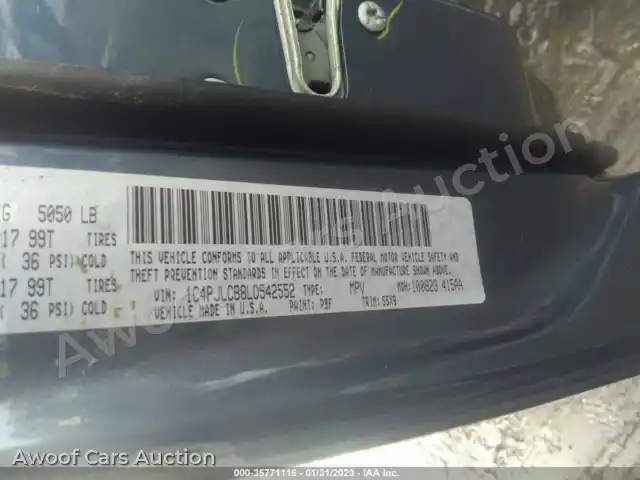 2020 Jeep Cherokee 1C4PJLCB8LD542552 — Iaai auction photo 9