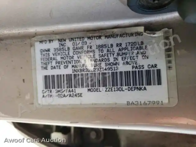 2003 Toyota Corolla 1NXBR32E23Z149513 — Copart auction photo 15