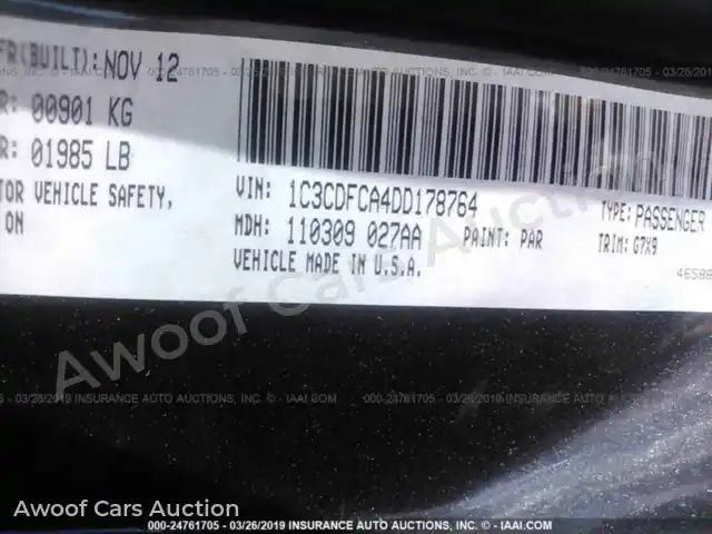 2013 Dodge Dart 1C3CDFCA4DD178764 — Iaai auction photo 9