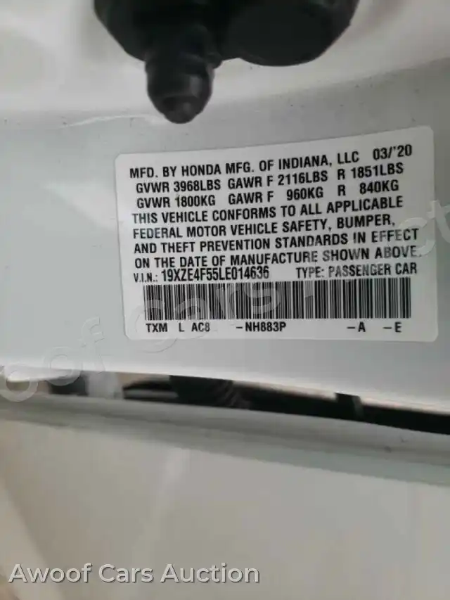 2020 Honda Insight 19XZE4F55LE014636 — Copart auction photo 10