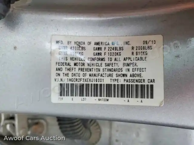 2014 Honda Accord 1HGCR2F3XEA016001 — photo 13 de la vente Copart