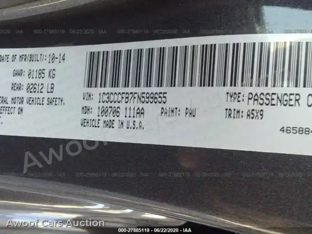 2015 Chrysler 200 1C3CCCFB7FN599655 — photo 9 de la vente Iaai
