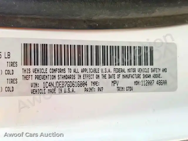 2016 Jeep Compass Latitude 1C4NJDEB7GD616804 — hoton gwanjo Copart na 10