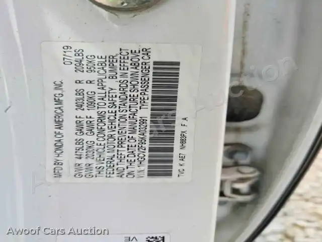 2019 Honda Accord 1HGCV2F95KA032991 — Copart auction photo 13