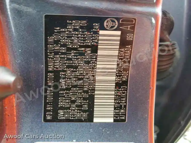 2015 Toyota Corolla 2T1BURHEXFC293440 — Copart auction photo 13