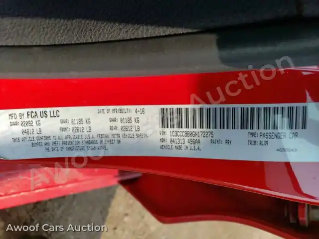 2016 Chrysler 200 1C3CCCBB0GN172275 — Copart auction photo 13