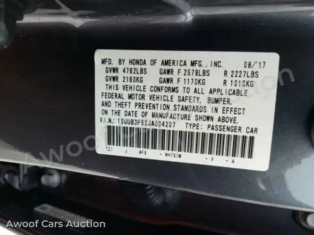 2018 Acura TLX 19UUB3F50JA004207 — Copart auction photo 10
