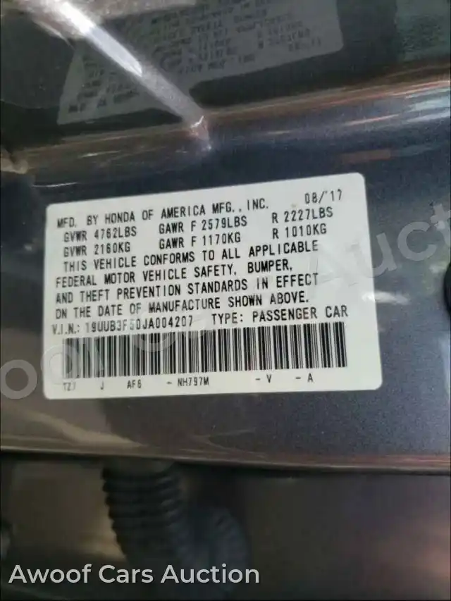 2018 Acura TLX 19UUB3F50JA004207 — Copart auction photo 10