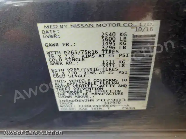2017 Nissan Frontier 1N6AD0EV2HN707903 — Copart auction photo 12