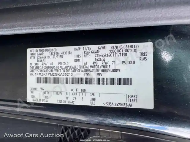 2016 Ford Transit-150 1FMZK1YM2GKA35213 — Iaai auction photo 9