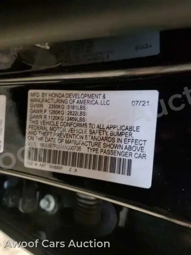 2021 Acura TLX 19UUB7F05MA000735 — Copart auction photo 12