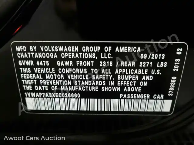 2014 Volkswagen Passat 1VWAP7A3XEC026660 — Manheim auction photo 14
