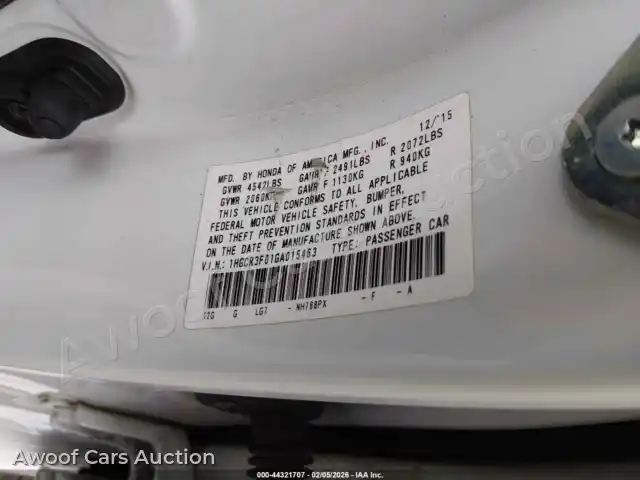 2016 Honda Accord 1HGCR3F01GA015463 — photo 9 de la vente Iaai