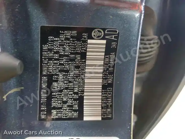 2019 Toyota Corolla 2T1BURHE0KC230874 — Copart auction photo 12