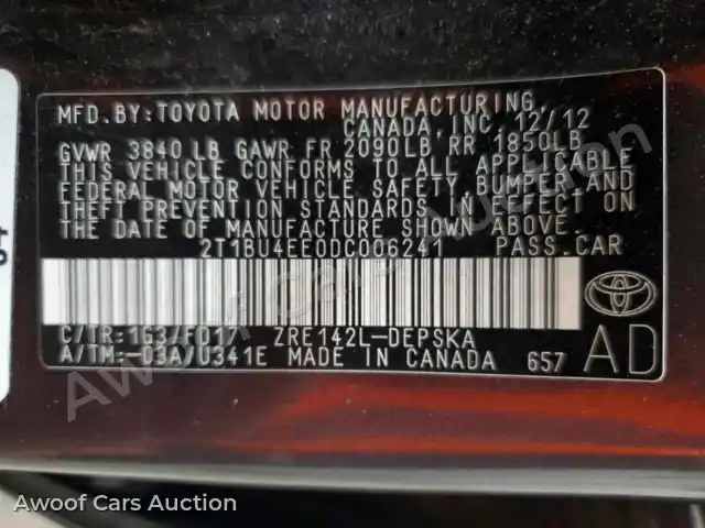 2013 Toyota Corolla 2T1BU4EE0DC006241 — Copart auction photo 24