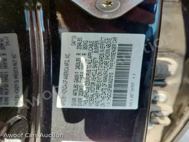 2019 Honda Accord 1HGCV2F96KA021515 — Copart auction photo 12