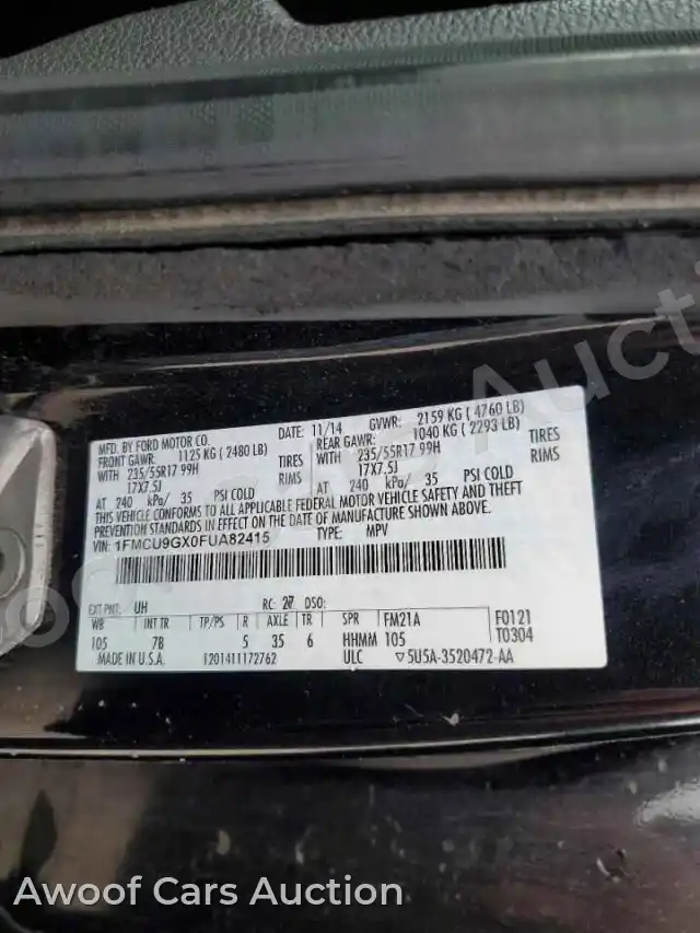 2015 Ford Escape 1FMCU9GX0FUA82415 — Copart auction photo 13