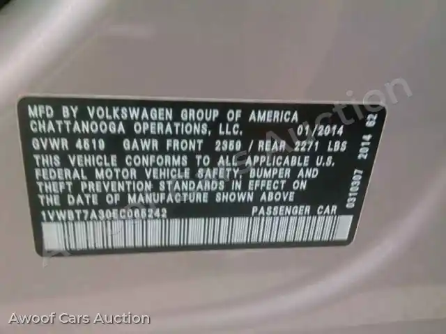 2014 Volkswagen Passat 1VWBT7A30EC065242 — Manheim auction photo 6