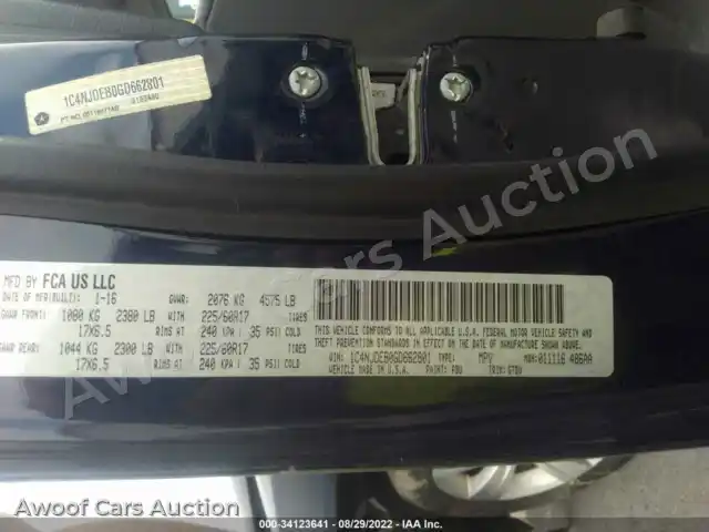 2016 Jeep Compass 1C4NJDEB0GD662801 — Iaai auction photo 9