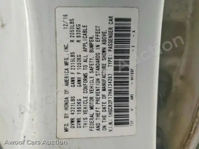 2017 Honda Accord 1HGCR2F17HA134283 — Copart auction photo 13
