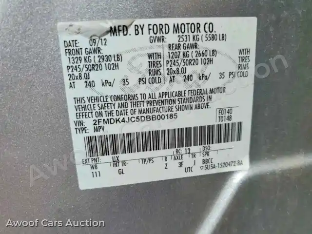 2013 Ford Edge 2FMDK4JC5DBB00185 — Copart auction photo 13