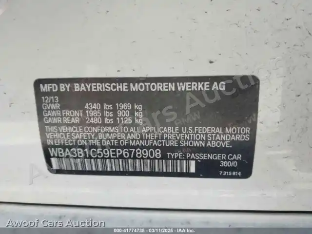 2014 BMW 320I WBA3B1C59EP678908 — Iaai auction photo 9
