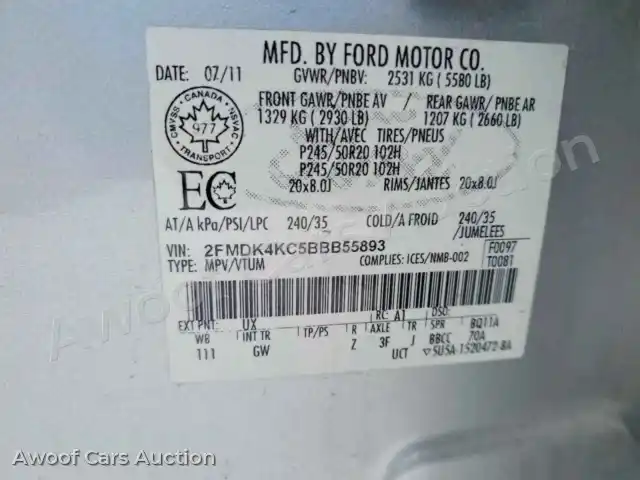 2011 Ford Edge 2FMDK4KC5BBB55893 — Copart auction photo 13