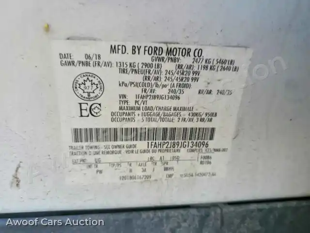 2018 Ford Taurus 1FAHP2J89JG134096 — Copart auction photo 12
