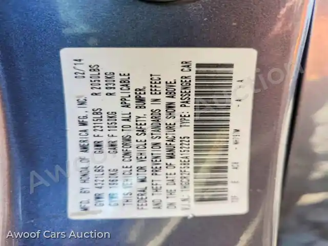 2014 Honda Accord SPO 1HGCR2F58EA152225 — hoton gwanjo Copart na 13