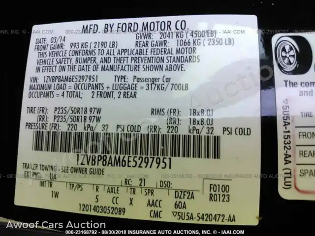 2014 Ford Mustang 1ZVBP8AM6E5297951 — Iaai auction photo 9