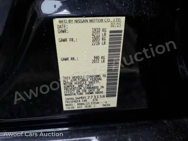 2015 Nissan Altima 1N4AL3AP8FC273158 — Manheim auction photo 14