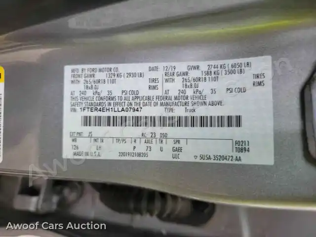 2020 Ford Ranger 1FTER4EH1LLA07947 — Manheim auction photo 15