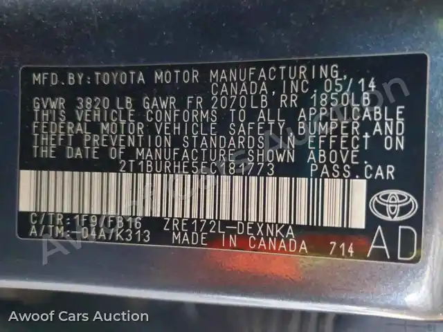 2014 Toyota Corolla 2T1BURHE5EC181773 — Copart auction photo 12