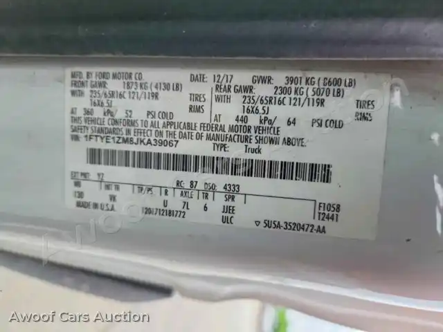 2018 Ford Transit 1FTYE1ZM8JKA39067 — Copart auction photo 13